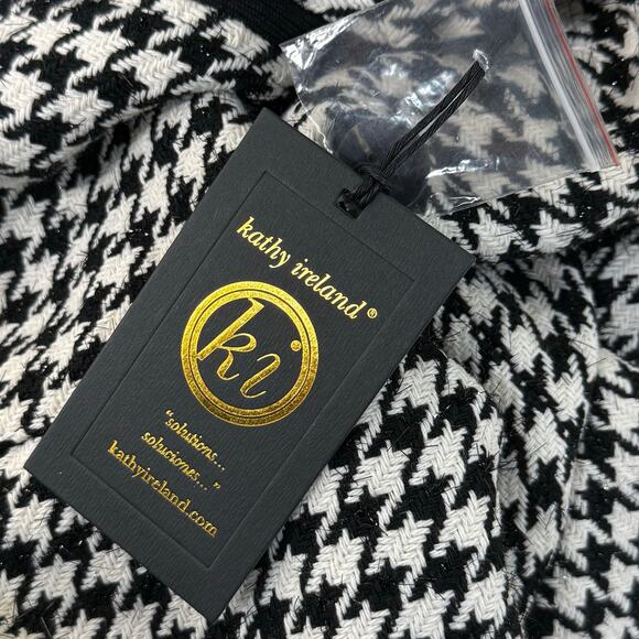 Kathy Ireland Tweed Wool Blend Coat Duster Jacket Houndstooth Heritage NWT L - Picture 5 of 7